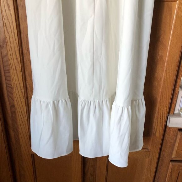 Anthropologie OPT Square Neck Ruched Sleeve Ruffle Hem MIDI Dress- S - Picture 12 of 14